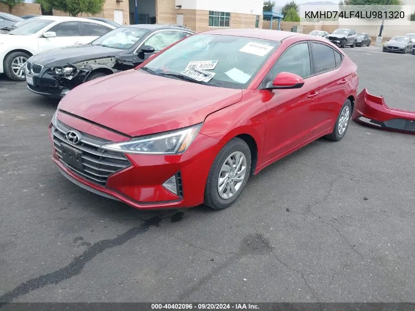 KMHD74LF4LU981320 2020 Hyundai Elantra Se