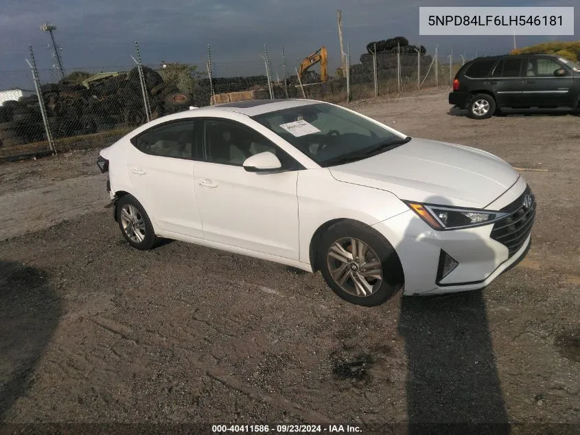 2020 Hyundai Elantra Value Edition VIN: 5NPD84LF6LH546181 Lot: 40411586