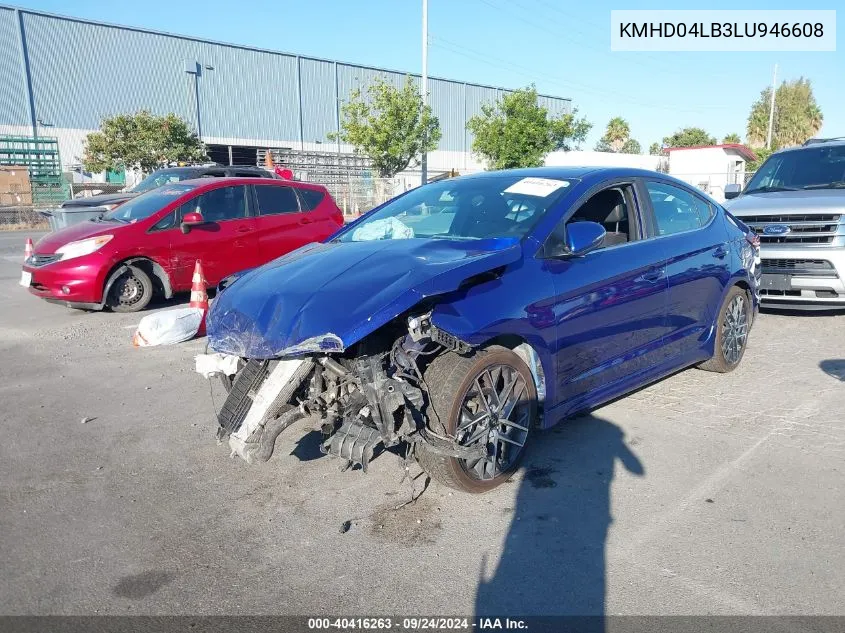 2020 Hyundai Elantra Sport VIN: KMHD04LB3LU946608 Lot: 40416263