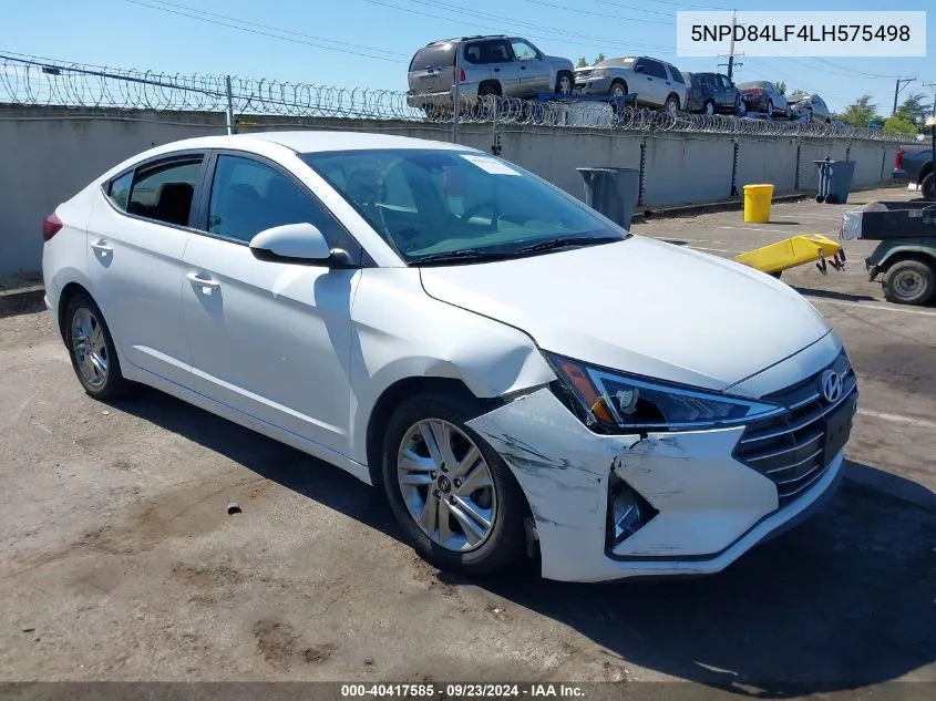 2020 Hyundai Elantra Sel VIN: 5NPD84LF4LH575498 Lot: 40417585