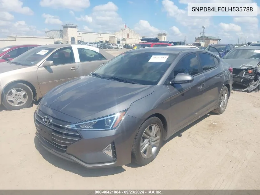 2020 Hyundai Elantra Sel VIN: 5NPD84LF0LH535788 Lot: 40421084