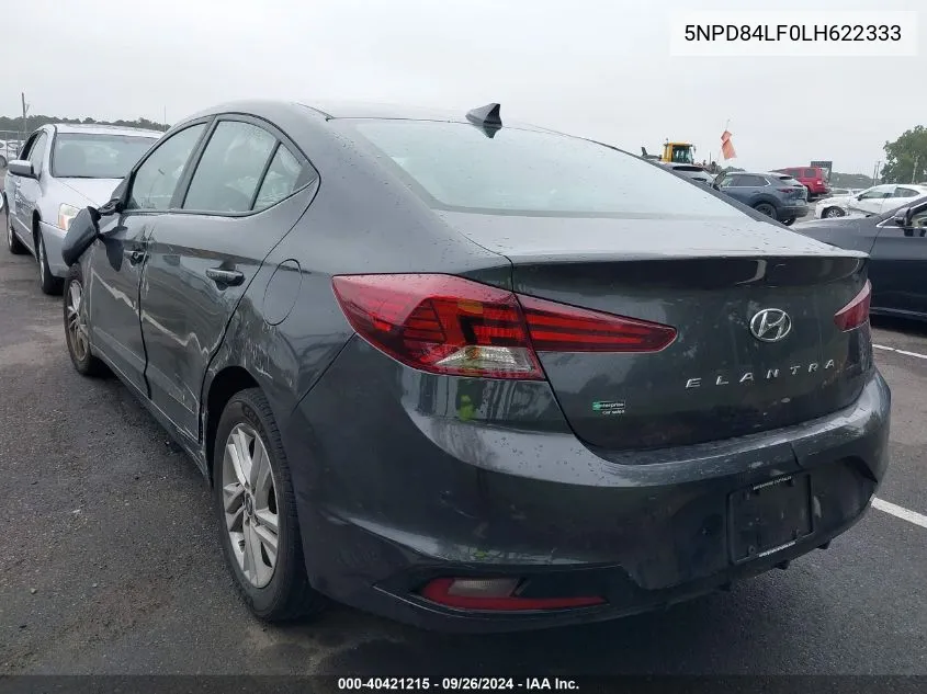 2020 Hyundai Elantra Sel/Value/Limited VIN: 5NPD84LF0LH622333 Lot: 40421215