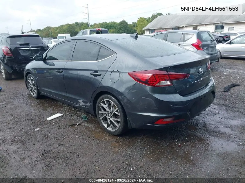 2020 Hyundai Elantra Limited VIN: 5NPD84LF4LH561553 Lot: 40426124