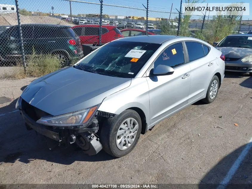 2020 Hyundai Elantra Se VIN: KMHD74LF8LU927034 Lot: 40427708