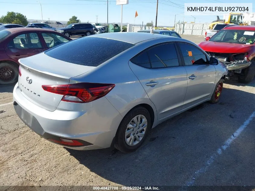 KMHD74LF8LU927034 2020 Hyundai Elantra Se