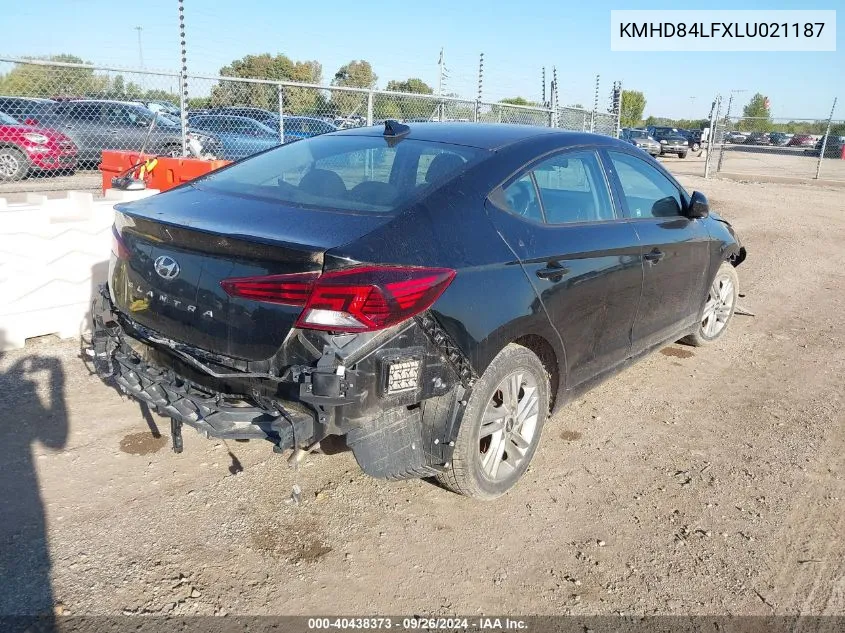 2020 Hyundai Elantra Sel/Value/Limited VIN: KMHD84LFXLU021187 Lot: 40438373