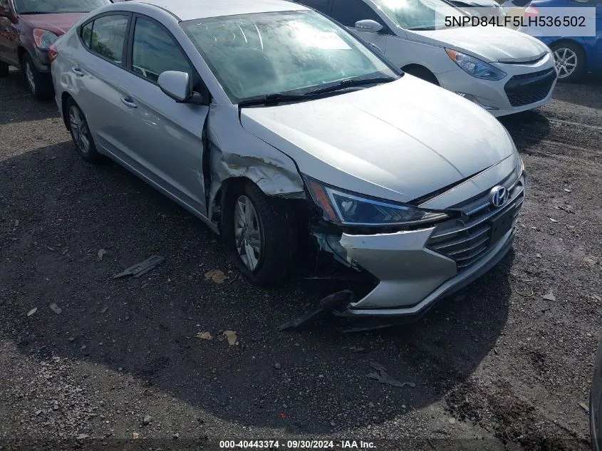 2020 Hyundai Elantra Sel/Value/Limited VIN: 5NPD84LF5LH536502 Lot: 40443374