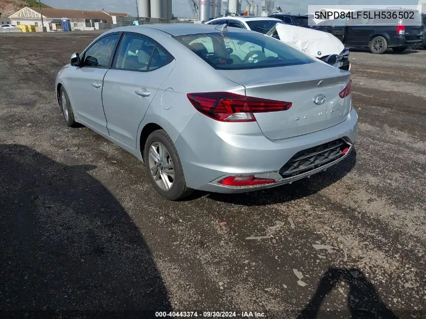 2020 Hyundai Elantra Sel/Value/Limited VIN: 5NPD84LF5LH536502 Lot: 40443374