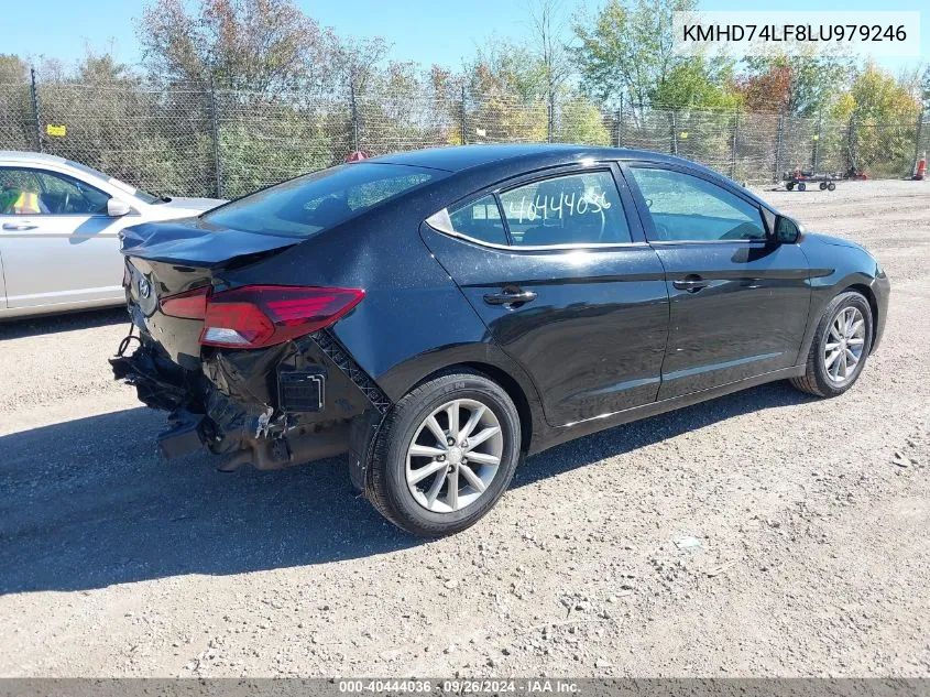 2020 Hyundai Elantra Se VIN: KMHD74LF8LU979246 Lot: 40444036