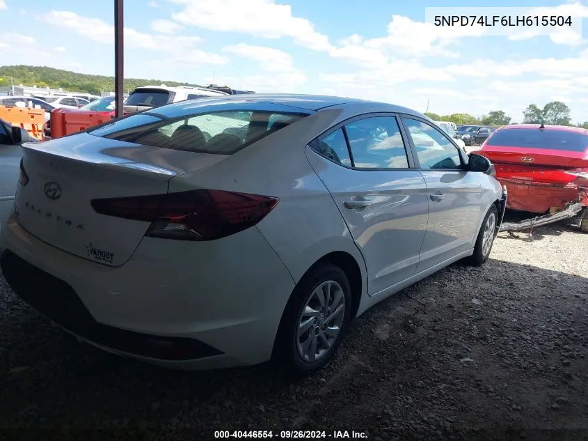 2020 Hyundai Elantra Se VIN: 5NPD74LF6LH615504 Lot: 40446554