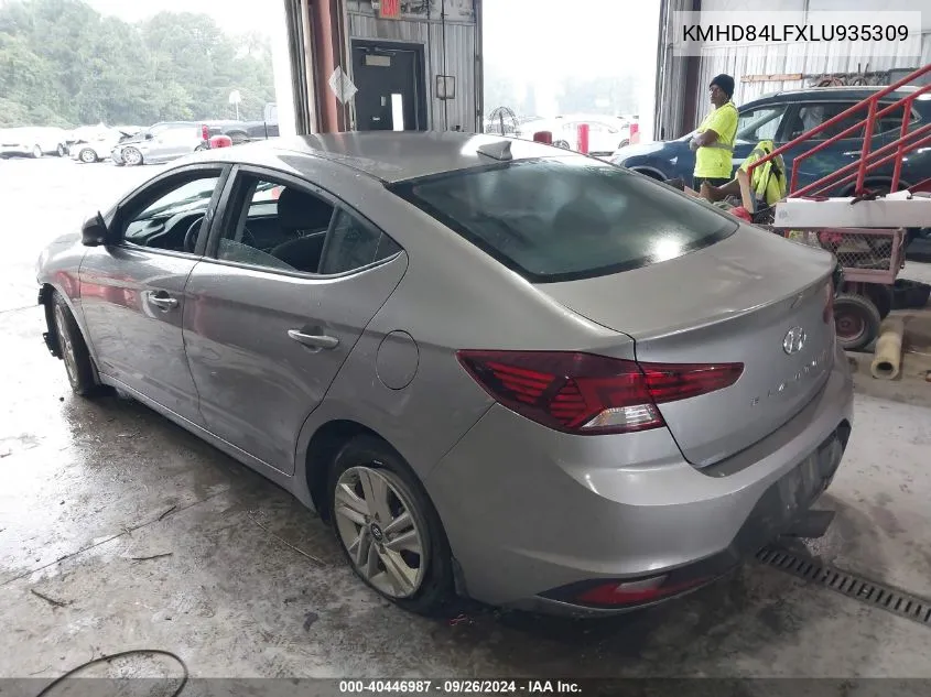 2020 Hyundai Elantra Sel VIN: KMHD84LFXLU935309 Lot: 40446987