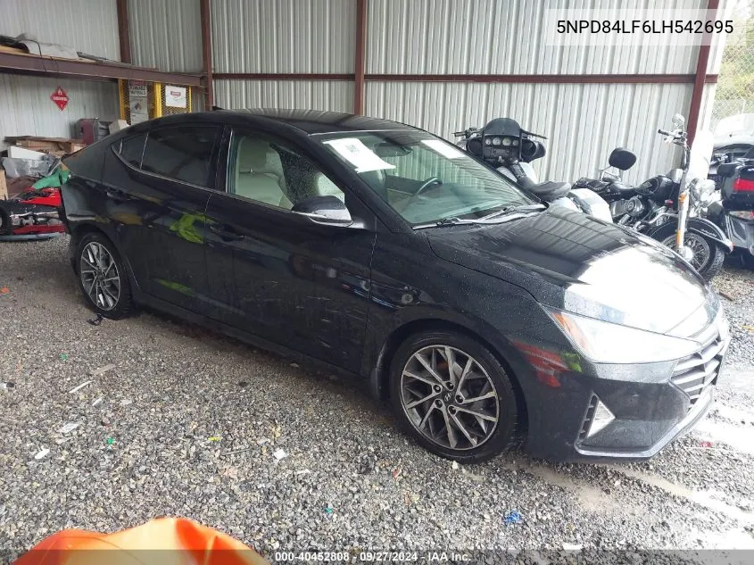 2020 Hyundai Elantra Limited VIN: 5NPD84LF6LH542695 Lot: 40452808