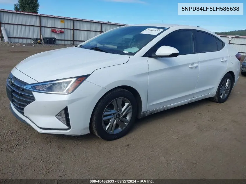 2020 Hyundai Elantra Sel VIN: 5NPD84LF5LH586638 Lot: 40462633