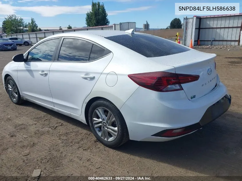 2020 Hyundai Elantra Sel VIN: 5NPD84LF5LH586638 Lot: 40462633