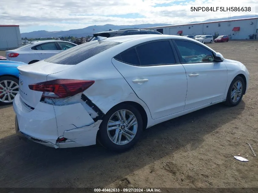 2020 Hyundai Elantra Sel VIN: 5NPD84LF5LH586638 Lot: 40462633