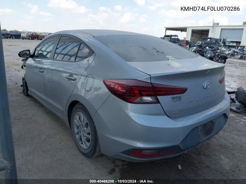 KMHD74LF0LU070286 2020 Hyundai Elantra Se