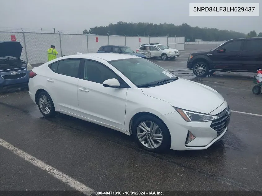 2020 Hyundai Elantra Sel VIN: 5NPD84LF3LH629437 Lot: 40471310