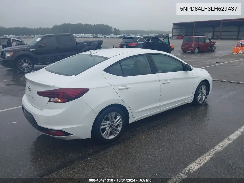 2020 Hyundai Elantra Sel VIN: 5NPD84LF3LH629437 Lot: 40471310