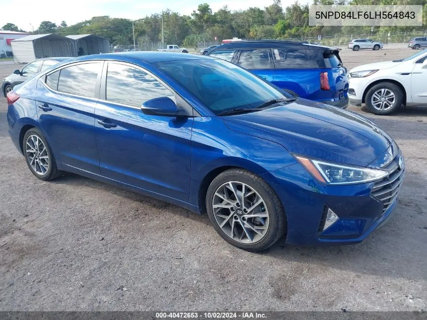 2020 Hyundai Elantra Limited VIN: 5NPD84LF6LH564843 Lot: 40472653