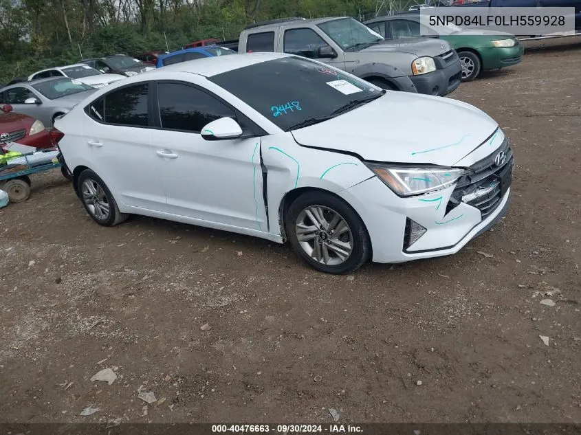 2020 Hyundai Elantra Sel VIN: 5NPD84LF0LH559928 Lot: 40476663