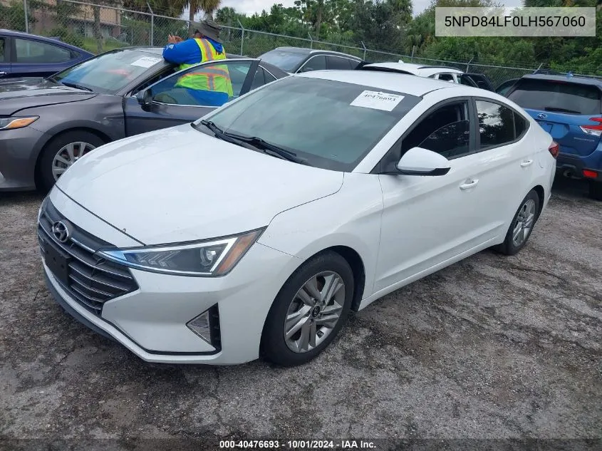 2020 Hyundai Elantra Sel/Value/Limited VIN: 5NPD84LF0LH567060 Lot: 40476693