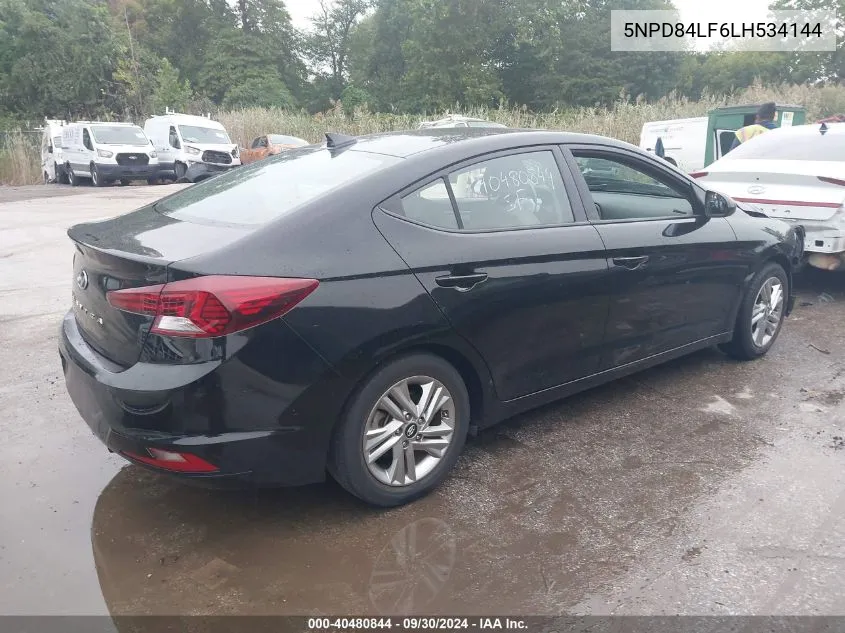 2020 Hyundai Elantra Value Edition VIN: 5NPD84LF6LH534144 Lot: 40480844