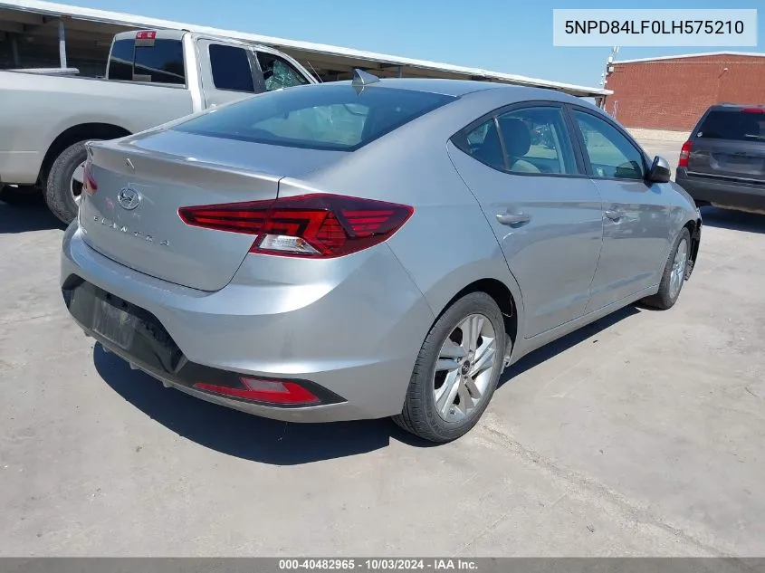 2020 Hyundai Elantra Sel VIN: 5NPD84LF0LH575210 Lot: 40482965