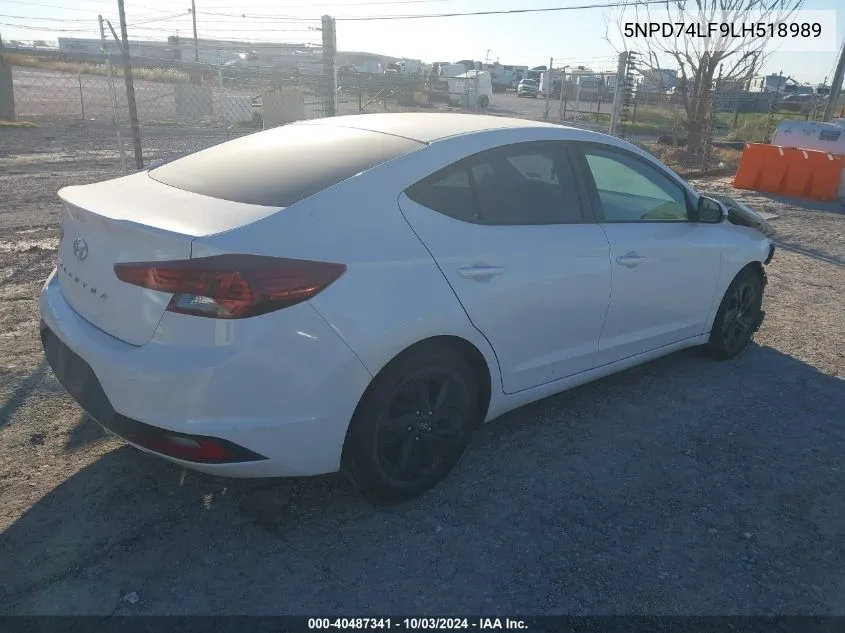 2020 Hyundai Elantra Se VIN: 5NPD74LF9LH518989 Lot: 40487341