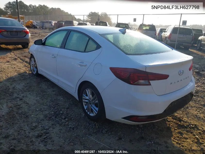 2020 Hyundai Elantra Sel VIN: 5NPD84LF3LH627798 Lot: 40491287