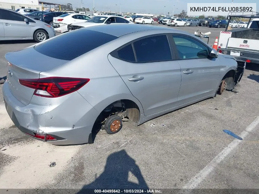 KMHD74LF6LU085892 2020 Hyundai Elantra Se