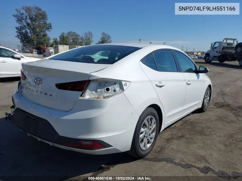 2020 Hyundai Elantra Se VIN: 5NPD74LF9LH551166 Lot: 40501536