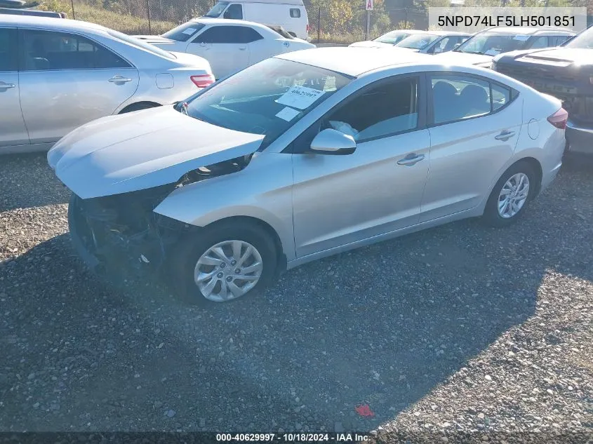 2020 Hyundai Elantra Se VIN: 5NPD74LF5LH501851 Lot: 40629997