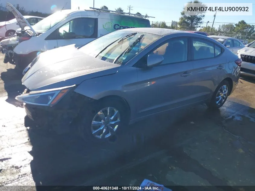 2020 Hyundai Elantra Se VIN: KMHD74LF4LU900932 Lot: 40631348