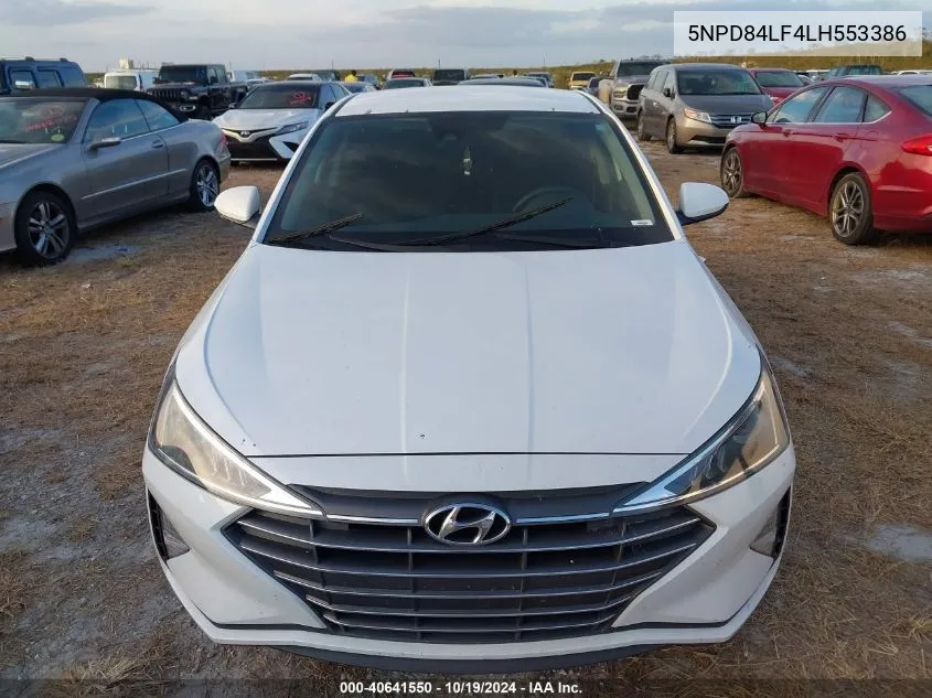 2020 Hyundai Elantra Sel VIN: 5NPD84LF4LH553386 Lot: 40641550