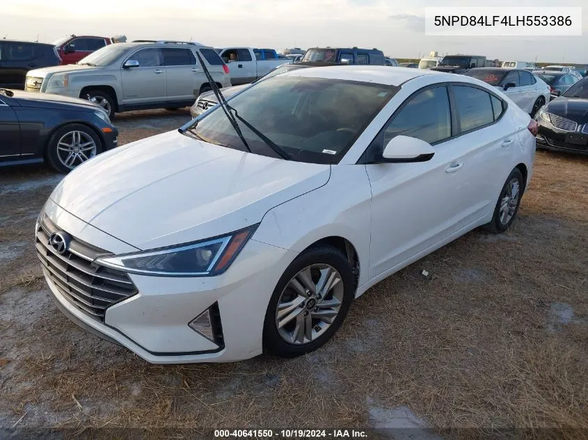 2020 Hyundai Elantra Sel VIN: 5NPD84LF4LH553386 Lot: 40641550