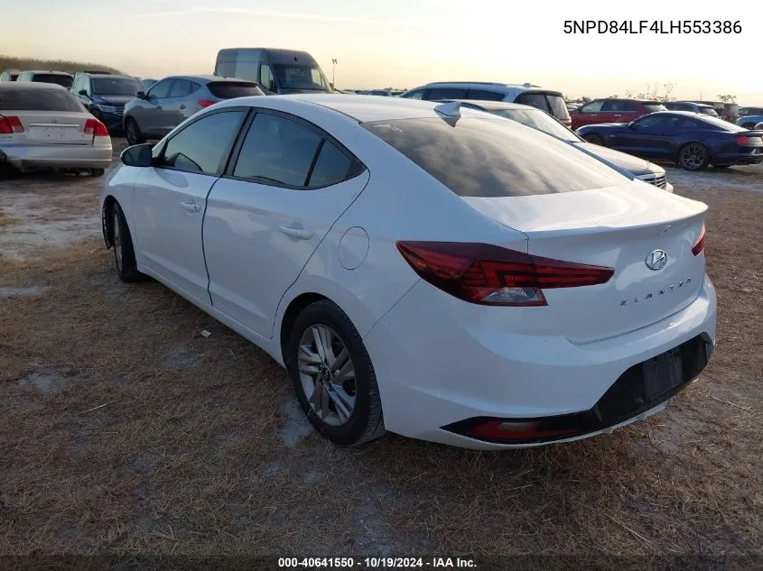 2020 Hyundai Elantra Sel VIN: 5NPD84LF4LH553386 Lot: 40641550