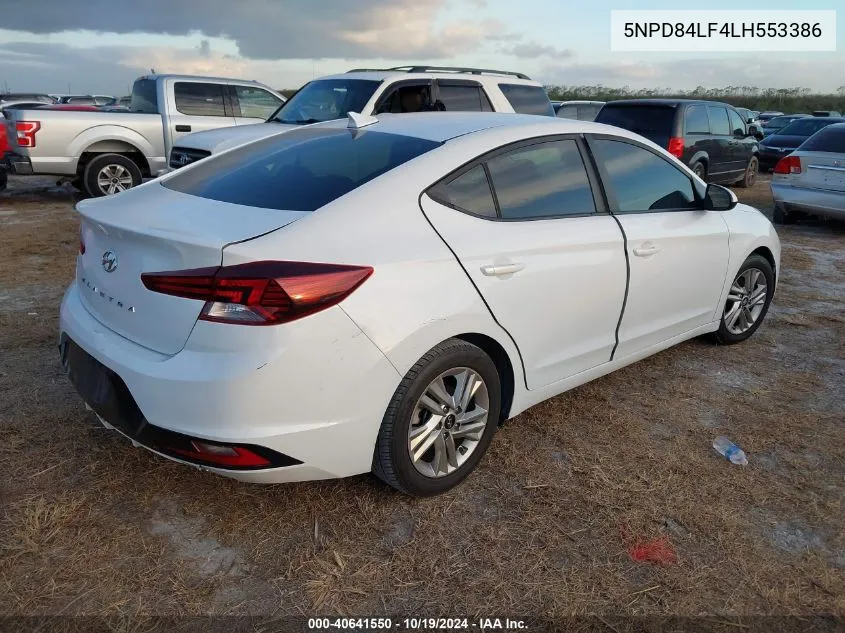 2020 Hyundai Elantra Sel VIN: 5NPD84LF4LH553386 Lot: 40641550