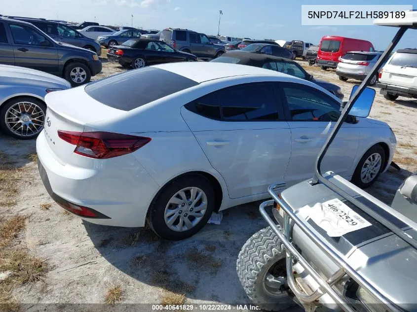 2020 Hyundai Elantra Se VIN: 5NPD74LF2LH589189 Lot: 40641829