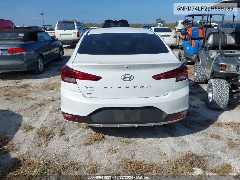 5NPD74LF2LH589189 2020 Hyundai Elantra Se