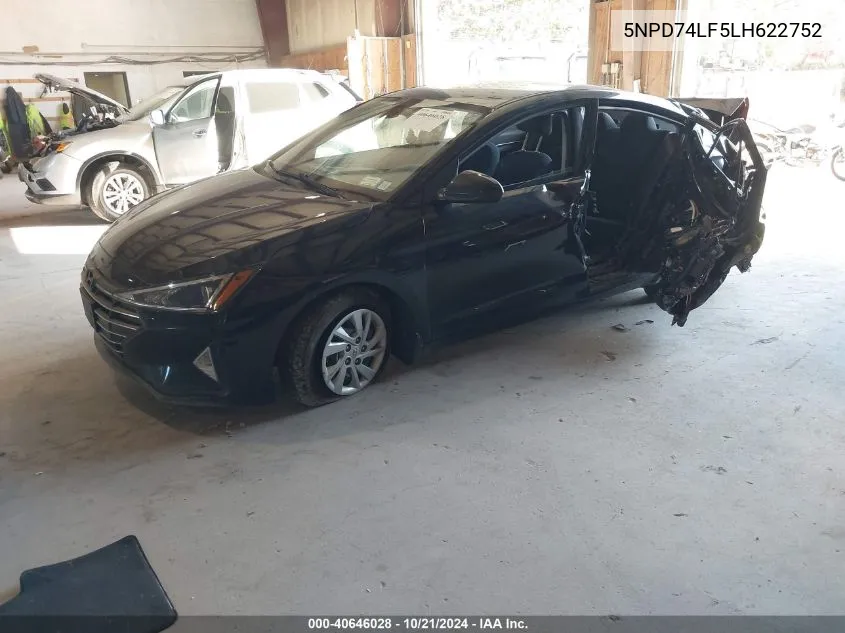 2020 Hyundai Elantra Se VIN: 5NPD74LF5LH622752 Lot: 40646028