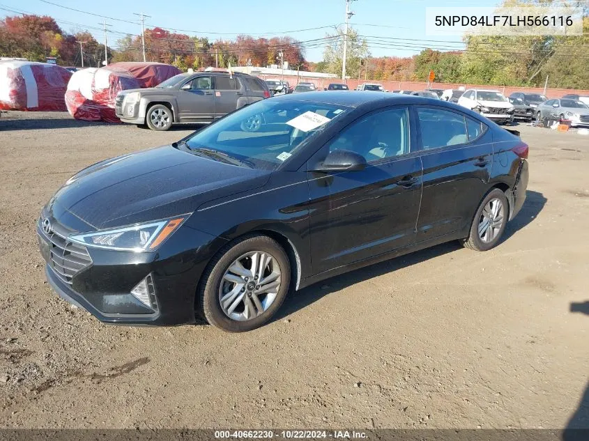 2020 Hyundai Elantra Sel VIN: 5NPD84LF7LH566116 Lot: 40662230