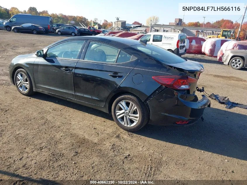 2020 Hyundai Elantra Sel VIN: 5NPD84LF7LH566116 Lot: 40662230