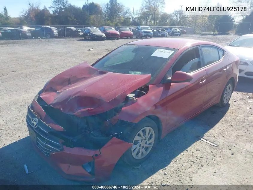 KMHD74LF0LU925178 2020 Hyundai Elantra Se