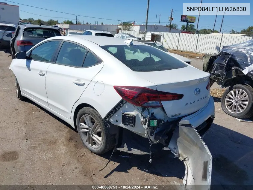 2020 Hyundai Elantra Sel/Value/Limited VIN: 5NPD84LF1LH626830 Lot: 40668753