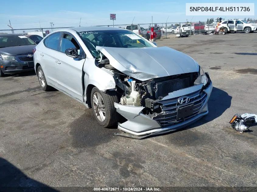 2020 Hyundai Elantra Sel VIN: 5NPD84LF4LH511736 Lot: 40672671