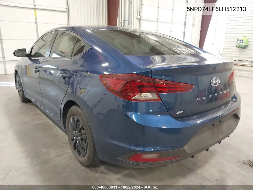 2020 Hyundai Elantra Se VIN: 5NPD74LF6LH512213 Lot: 40683031