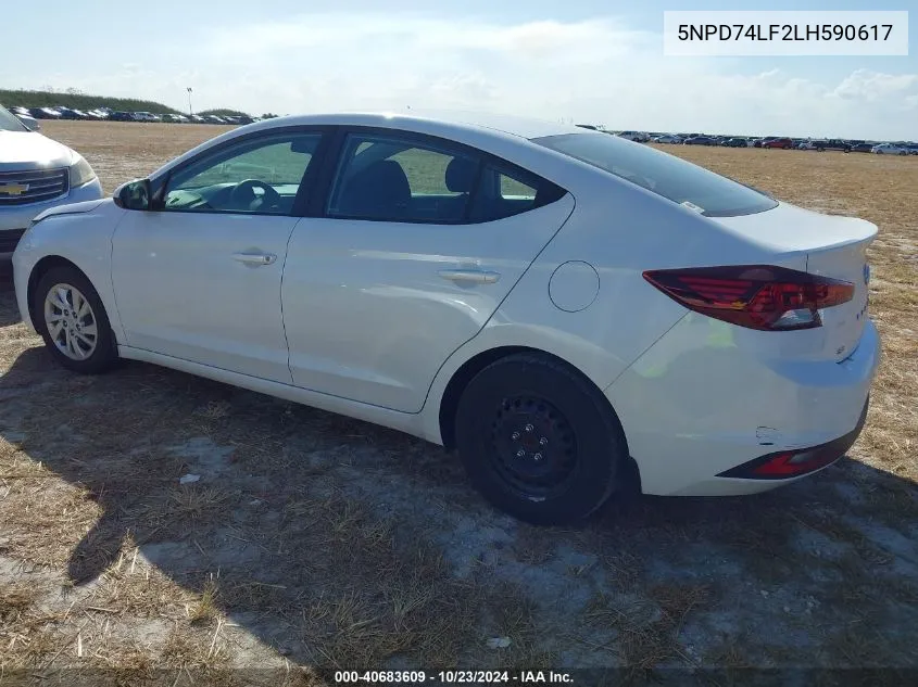 2020 Hyundai Elantra Se VIN: 5NPD74LF2LH590617 Lot: 40683609