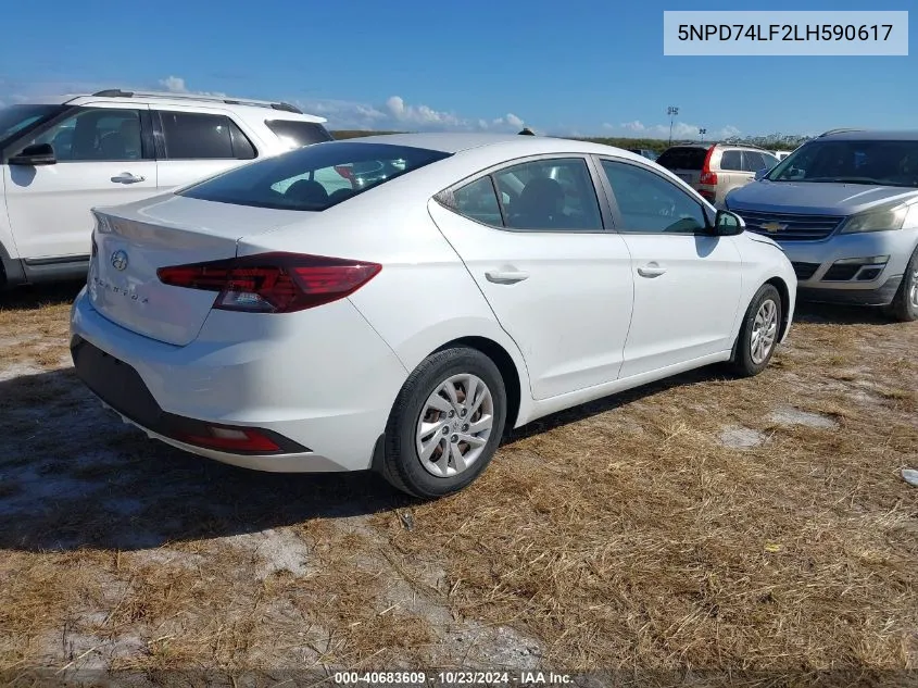 2020 Hyundai Elantra Se VIN: 5NPD74LF2LH590617 Lot: 40683609