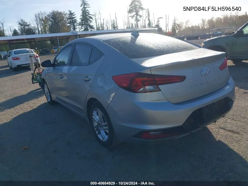 2020 Hyundai Elantra Sel/Value/Limited VIN: 5NPD84LF5LH596540 Lot: 40684929