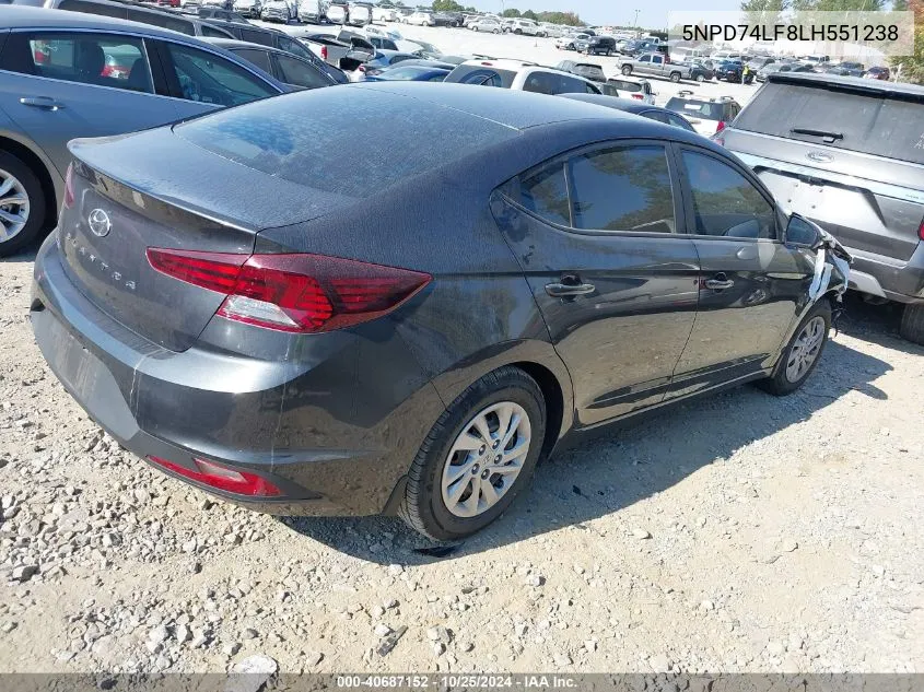 2020 Hyundai Elantra Se VIN: 5NPD74LF8LH551238 Lot: 40687152